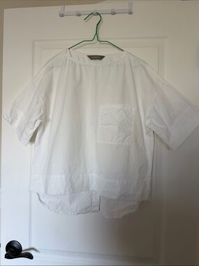 White Boxy Short-Sleeve Pocket Shirt
